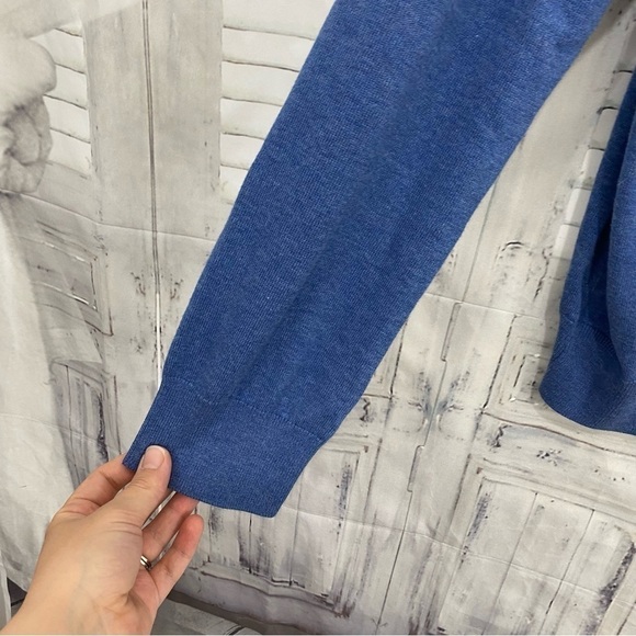 Polo Ralph Lauren Mens Large Solid Blue Sweater V Neck Long Sleeve Pima Cotton - Picture 7 of 7